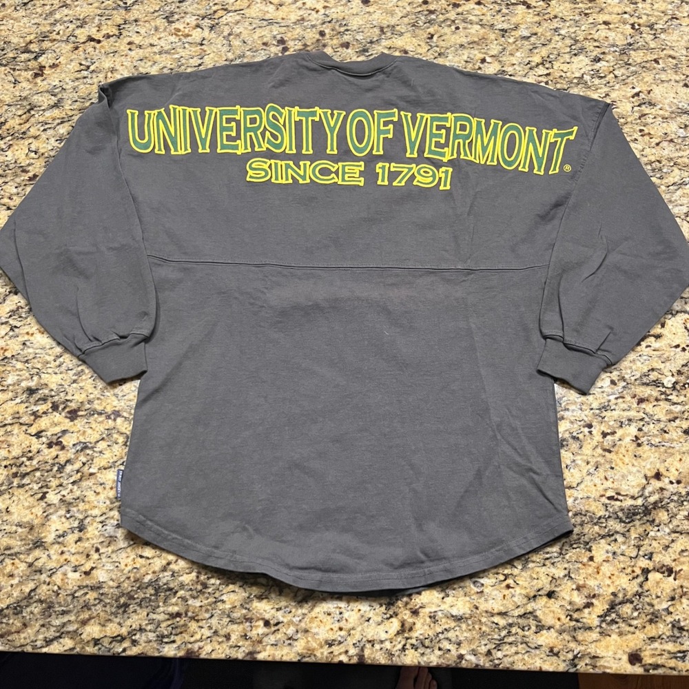 Spirit Jersey University of Vermont UVM Long Sleeve Shirt Gray Women XS